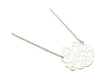 Metal Message LOVE Necklace in Matt Silvertone