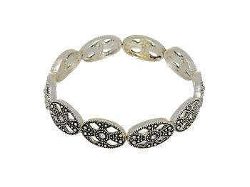 Silvertone Antique Inspired Stretch Bracelet