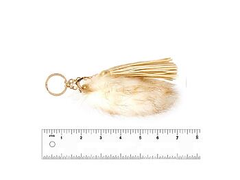 Brown Fur Tail and Suede Tassel Drop Keychain