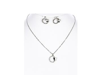 Butterfly Charm Link Necklace and Earring Set