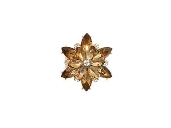 Topaz Gold Metal Flower Shaped Stoned Stretch Ring
