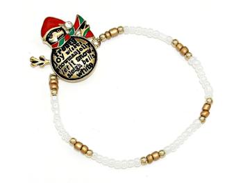Gold Burnished Christmas Snowman Stretch Bracelet