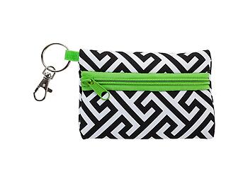 Greek Lime Neoprene Zippered Student ID Case with Key Ring