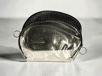 Black & Clear 2 Piece Large Vinyl Zipper Cosmetic Bag Set