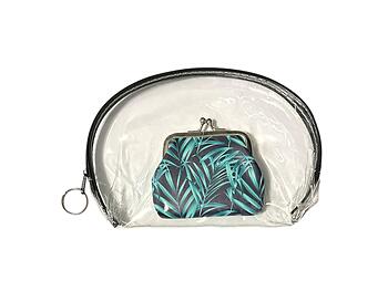 Black Trim Large Zipper Cosmetic Bag & Coin Purse Set