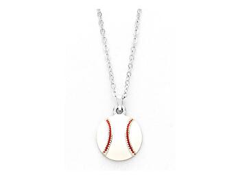 Playful Enamel White Baseball Necklace