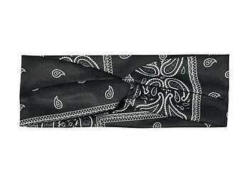 Black Paisley Twisted Knot Cotton Wide Stretch Headband
