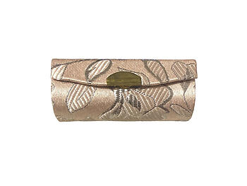 Pink Metallic Floral Print Lipstick Case Holder w/ Mirror
