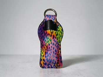 Animal Print Neoprene Carabiner Keychain Lighter Case / Lip Balm Holder