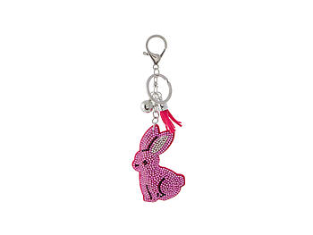 Plush Pink Bunny Faux Suede Tassel Stuffed Pillow Key Chain Handbag Charm
