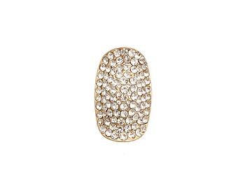 Crystal Stone Metal Oval Stretch Cocktail Ring