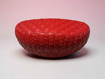 Red Woven Embossed Hard Clamshell Eyeglass / Sunglass Case