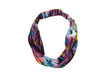 Tie Dye Butterflies Wide Cotton Stretch Headband Hair Accessory