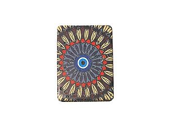 Evil Eye Centered Abstract Pattern Double Compact Mirror w/ Crystal Stones
