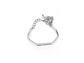 Seek Wisdom Chain Tassell Link Angled Metal Cuff Bracelet
