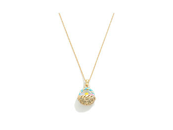 Gold Metal Chain Link With Easter Basket Pendant Necklace