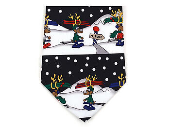 Boy's Black Reindeer 100% Polyester Christmas Tie