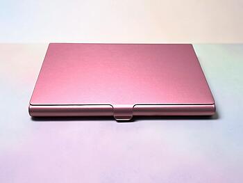 Light Pink Metallic Thin Stainless Steel Business Card Case