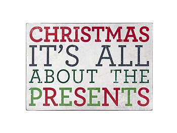 Christmas: It's All About the Presents Wooden Wall Decor Plaque