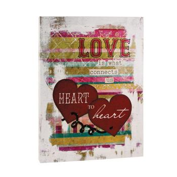 Love is What Connects Us Heart to Heart Canvas Print on Wooden Frame