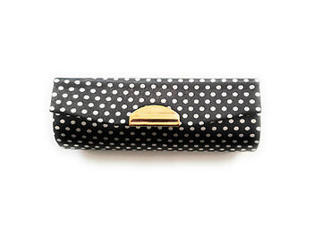 Black Colorful Polka Dot Lipstick Case Holder w/ Mirror