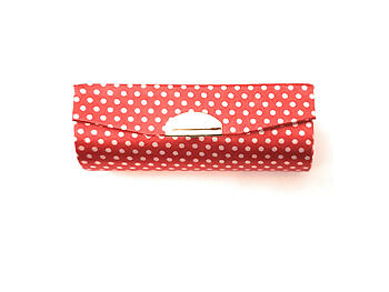 Red Colorful Polka Dot Lipstick Case Holder w/ Mirror