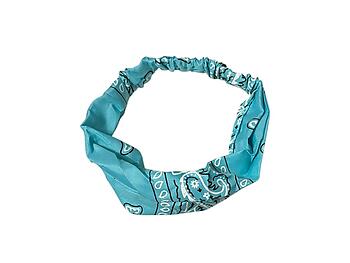 Turquoise Paisley Wide Headband Hair Accessory w/ Elastic Back