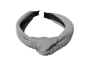 Gray Wide Textured Fabric Fashion Headband w/ Knot
