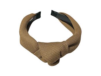 Brown Wide Textured Fabric Fashion Headband w/ Knot