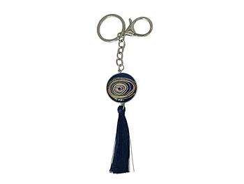 Colorful Evil Eye Metal Keychain with Blue Tassel