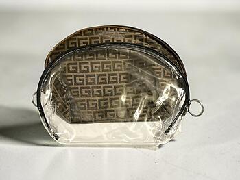 Dark Brown & Clear 2 Piece Large Vinyl Zipper Cosmetic Bag Set