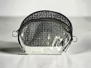 Gray & Clear 2 Piece Large Vinyl Zipper Cosmetic Bag Set
