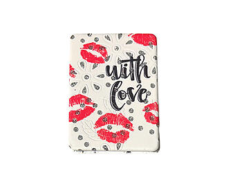 Lips Theme Double Compact Mirror w/ Crystal Stones