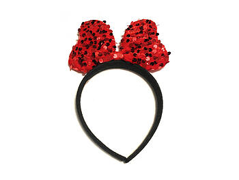 Girls Red Big Sequin Bow Knot Headband Party Hair Accessory