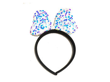 Girls White Big Sequin Bow Knot Headband Party Hair Accessory