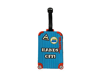 Blue Hands Off! ~ Travel Suitcase ID Luggage Tag and Suitcase Label