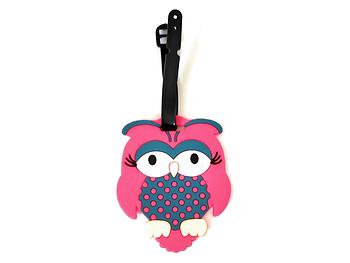 Pink Owl ~ Travel Suitcase ID Luggage Tag and Suitcase Label