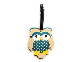 Beige Owl ~ Travel Suitcase ID Luggage Tag and Suitcase Label