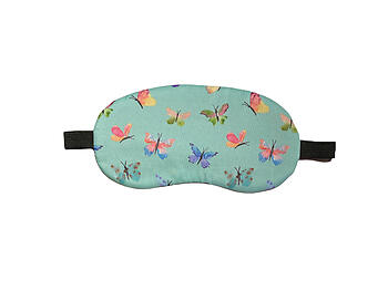 Green Butterfly Theme Sleeping Mask w/ Elastic Back for Sleep or Travel