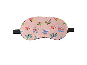 Pink Butterfly Theme Sleeping Mask w/ Elastic Back for Sleep or Travel
