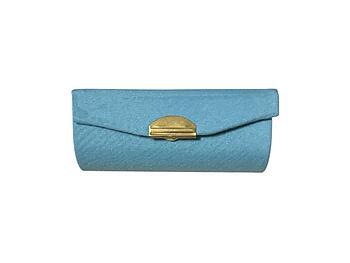 Blue Satin Solid Color Lipstick Case w/ Mirror