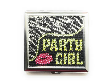 Party Girl Bling Double Sided Metal Cigarette Case for Kings/ Wallet