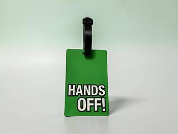 Green Hands Off! ~ Travel Suitcase ID Luggage Tag and Suitcase Label