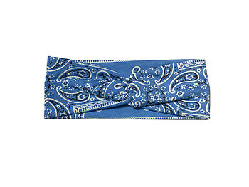 Light Blue Soft Fabric Bandana Print Fashion Wide Stretch Headband