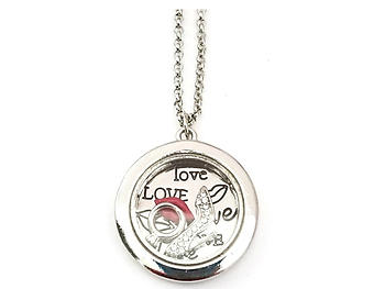 Love Lips Shoe Ring Floating Charm Necklace