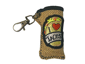 Tacos Hemp Design Lighter Case Keychain With Patch