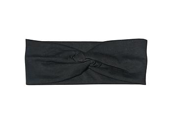 Black Twisted Knot Cotton Wide Stretch Headband