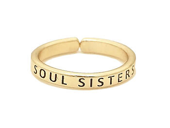 Goldtone SOUL SISTERS Engraved Inspirational Message Adjustable Ring