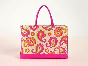 Paisley Fashion Juco Jute Shopper Beach Tote Bag