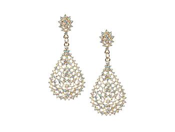 Goldtone Drop Rhinestone Wedding Formal Post Pin Earrings